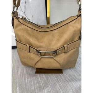 Cream Hobo Slouch Unbranded Brass Hardware Adjustable Crossbody Strap 11x9x1”